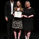 Photo shows Jenna Puglisi (center) with Professors Gilvarry and Swanson