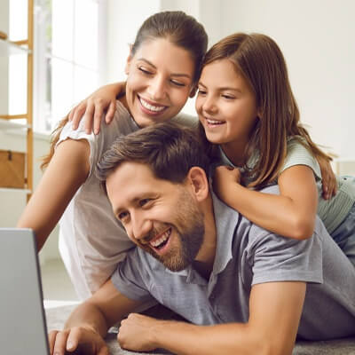 Family on the computer