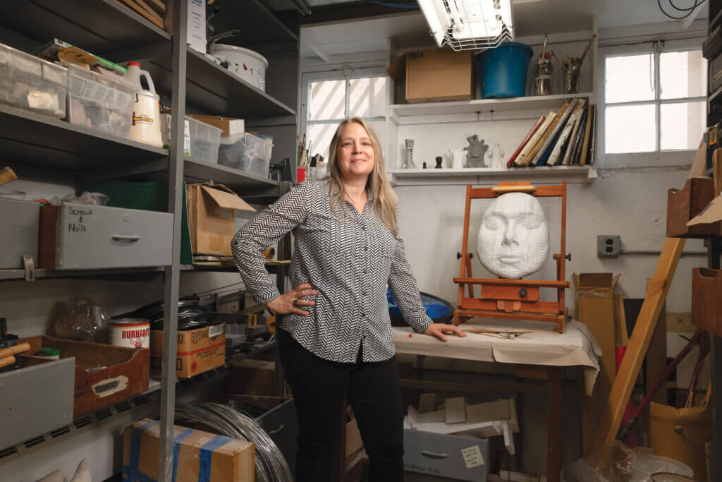 Kimberly Callas in her studio on campus.