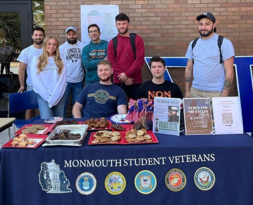 Student veterans hosting a bake sale with Tau Delta Phi Fraternity for the NJ Run for the Fallen.