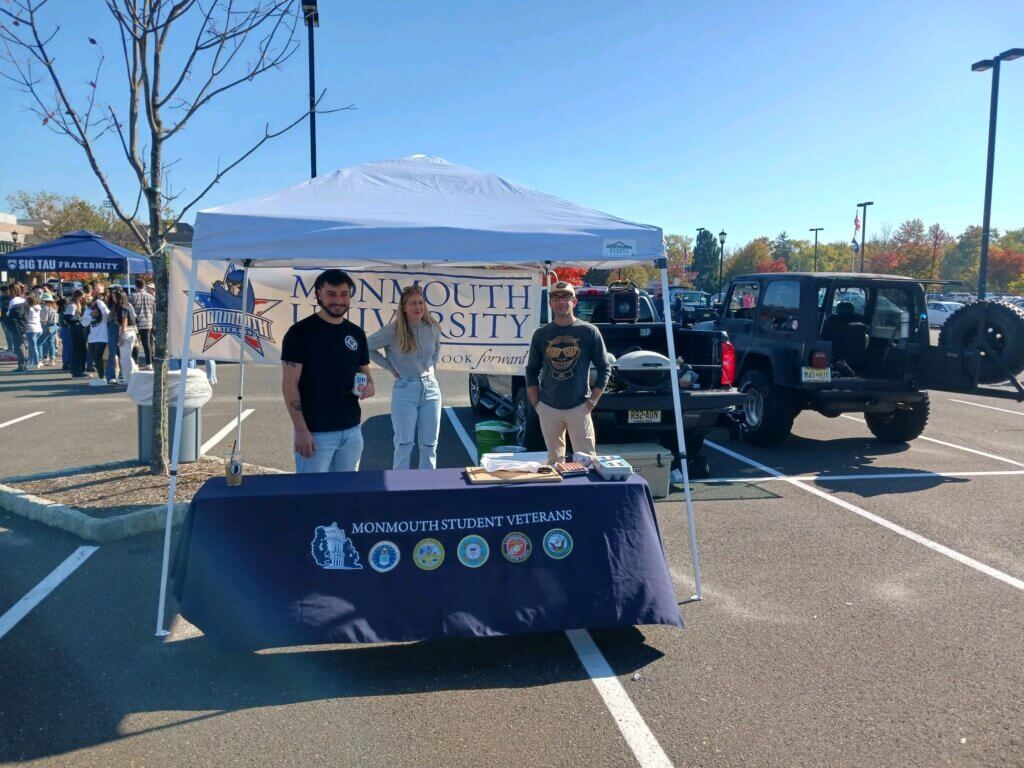 Student veterans at the Homecoming tailgate