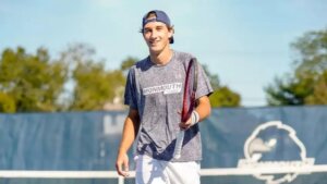 Student athlete Mateo Bivol in tennis attire