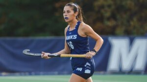 Senior Sofia Fouces in field hockey uniform