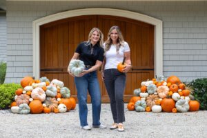 Jackie Paszinski and Nicole Wszelaki, sisters and owners of Piled Pumpkins, a year-old Colts Neck-based pumpkin design and concierge service that creates upscale pumpkin piles for residential and commercial display, showcase a client’s home display in Colts Neck, NJ Monday September 16, 2024.