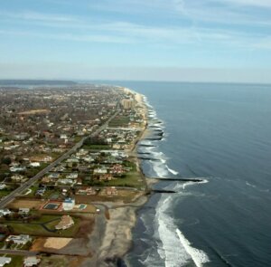 Aerial view of vulnerable coastline