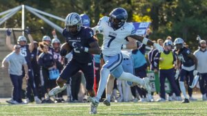 Monmouth receiver Gavin Nelson during a game at Kessler Stadium