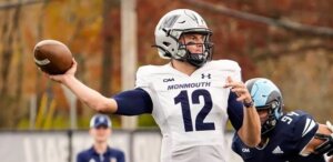 Quarterback Derek Robertson wearing football uniform #12