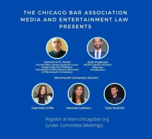 Composite image of Prof. Jones and Monmouth Alumni speaking at Chicago Bar Assn webinar