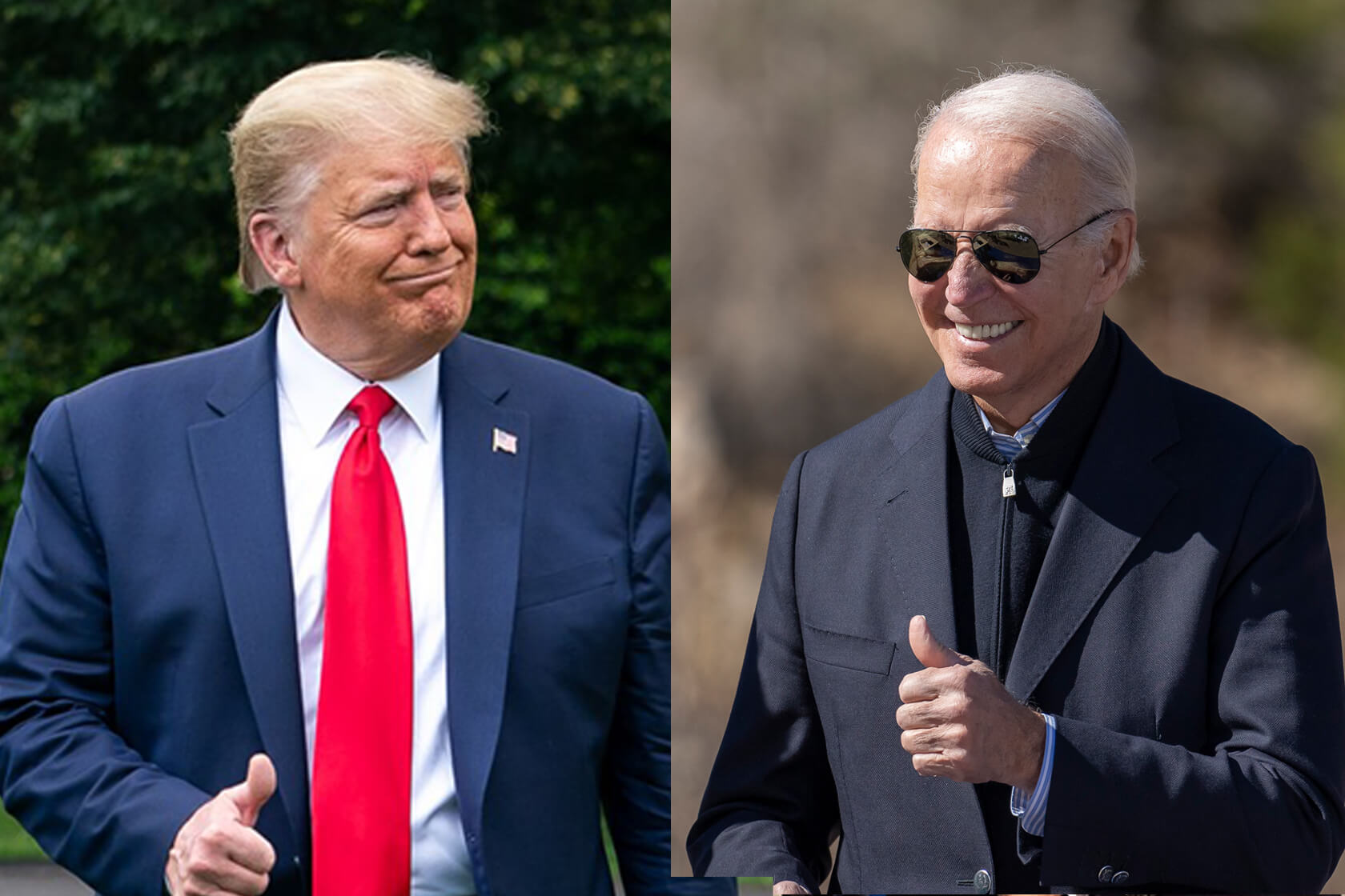 Side-by-side images of Former president Trump and President Biden.
