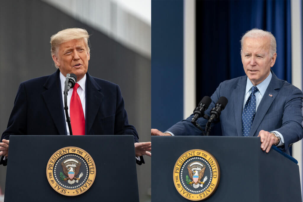 Side by side images of Donald Trump and Joe Biden.