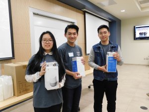 Photo shows Second Place team with the Google Home and Chromecast donated by Commvault. HSPC2019