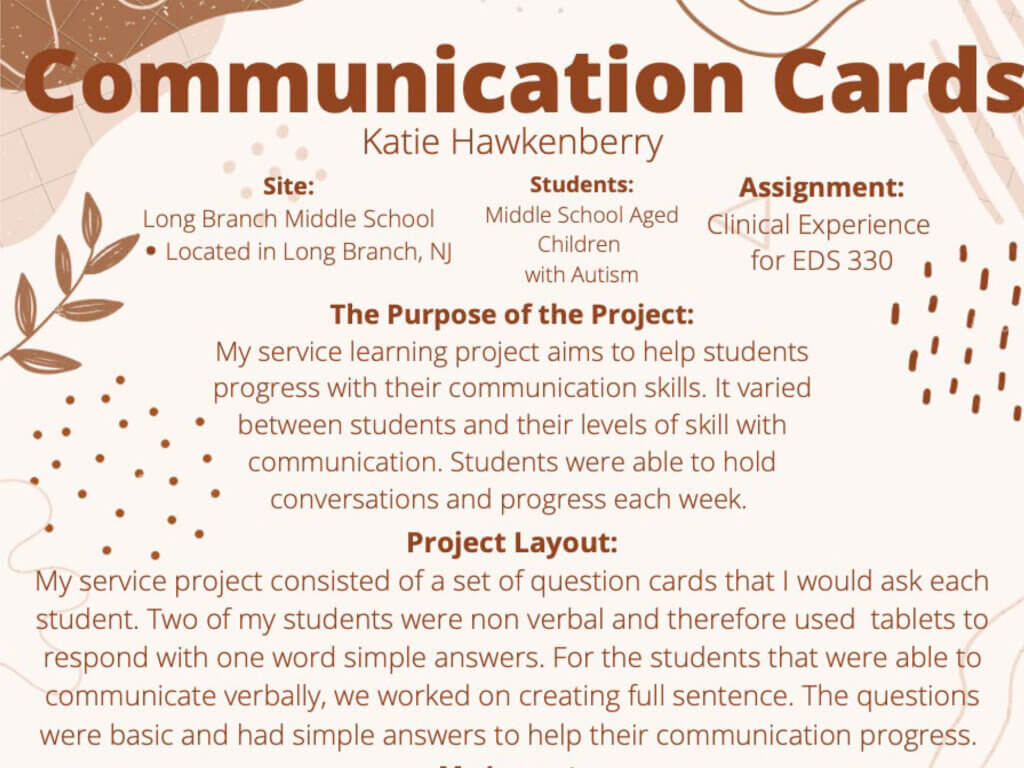 Poster Presentation: Communication Cards by Katie Hawkenberry