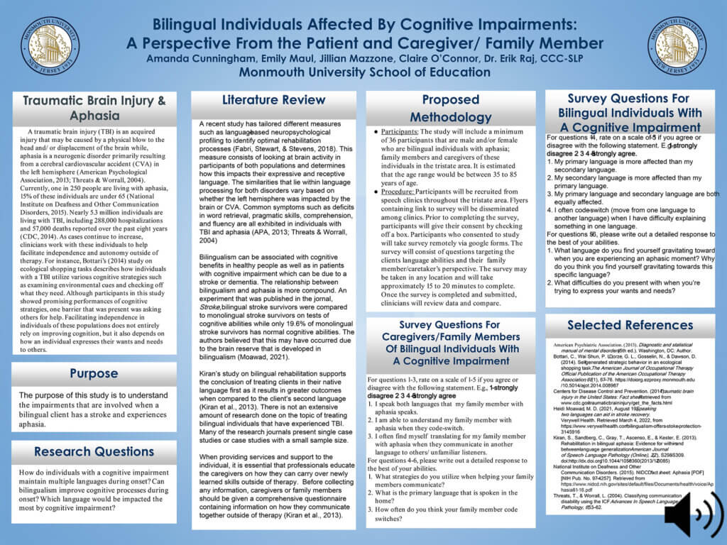 Poster Presentation: Bilingual Individuals Affected By Cognitive Impairments by School of Education Student Group