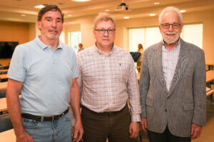 Professor Gil Eckert, Dean Joe Coyle and Dr Bill Schreiber on at the School Meeting Celebrating retirements in May 2024