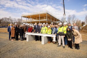 March 6, 2025 marked another milestone moment for Monmouth as we celebrated the final beam placement for the future home of the Bruce Springsteen Archives & Center for American Music. Scheduled to open in 2026, this donor-funded $48 million, 30,000 square-foot, state-of-the-art, environmentally friendly building will ensure the rich history of American music is accessible to students, fans, and researchers worldwide.

University and @springsteenarchives_ leadership joined partners from @torconinc, and @CookFox, to mark the occasion, with a small group of attendees signing the beam before it was put in place. This moment brings us one step closer to the project’s completion. 🎸🎤